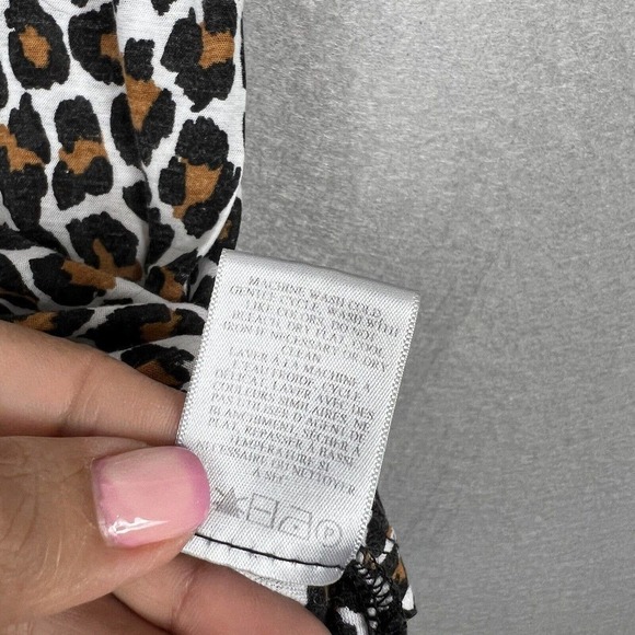 A.L.C Shirt Top XS Leopard Print Puff Sleeve Crewneck Tee Cotton Pullover - Picture 9 of 10